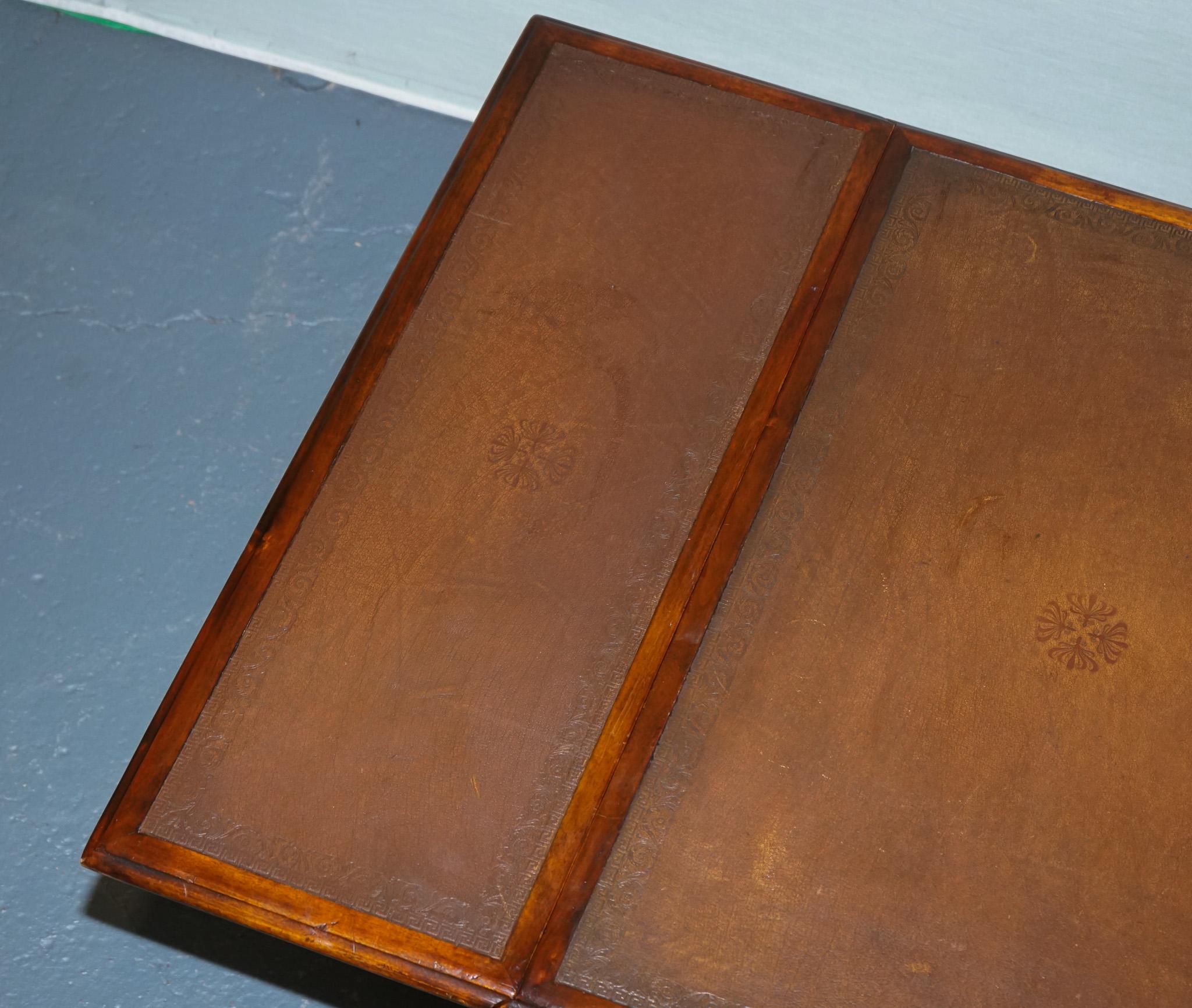 ELEGANT THEODORE ALEXANDER DROP LEAF BARLEY TWiST TABLE WITH LEATHER TOP For Sale 2