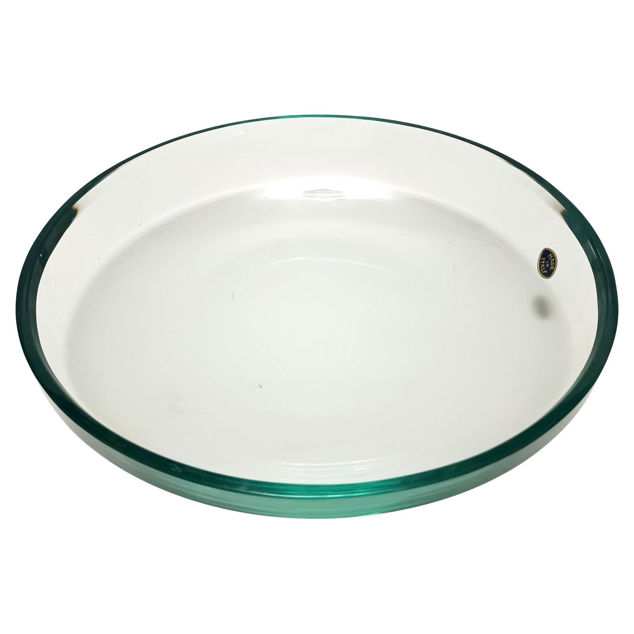 Elegant Thick Glass Centerpiece / Trinket Bowl attr. to Fontana Arte, Italy