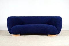 Elegant Three-Seat Danish Curved Sofa from 1940s, New Upholstery