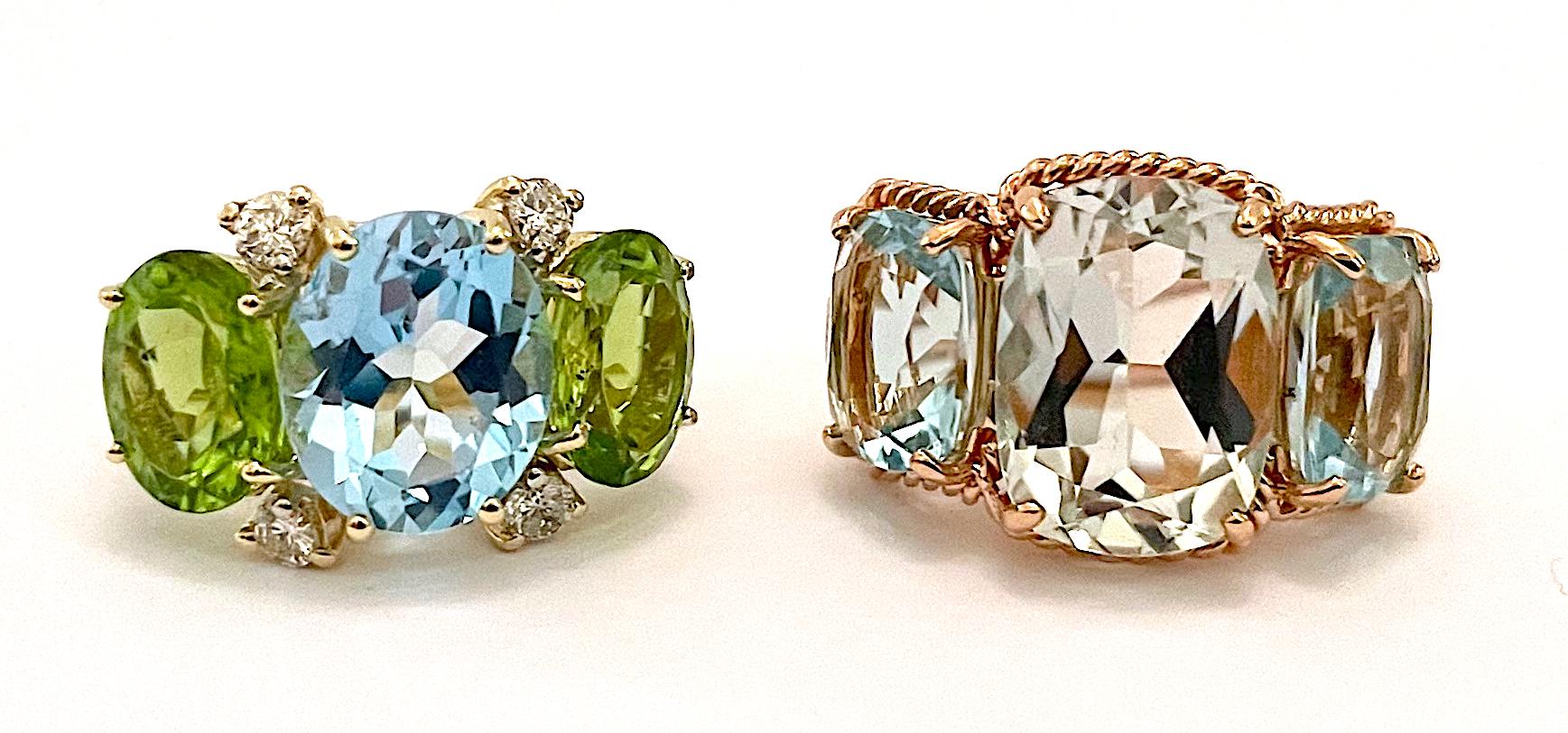 Elegante Anillo de Tres Piedras de Amatista y Peridoto en venta 12