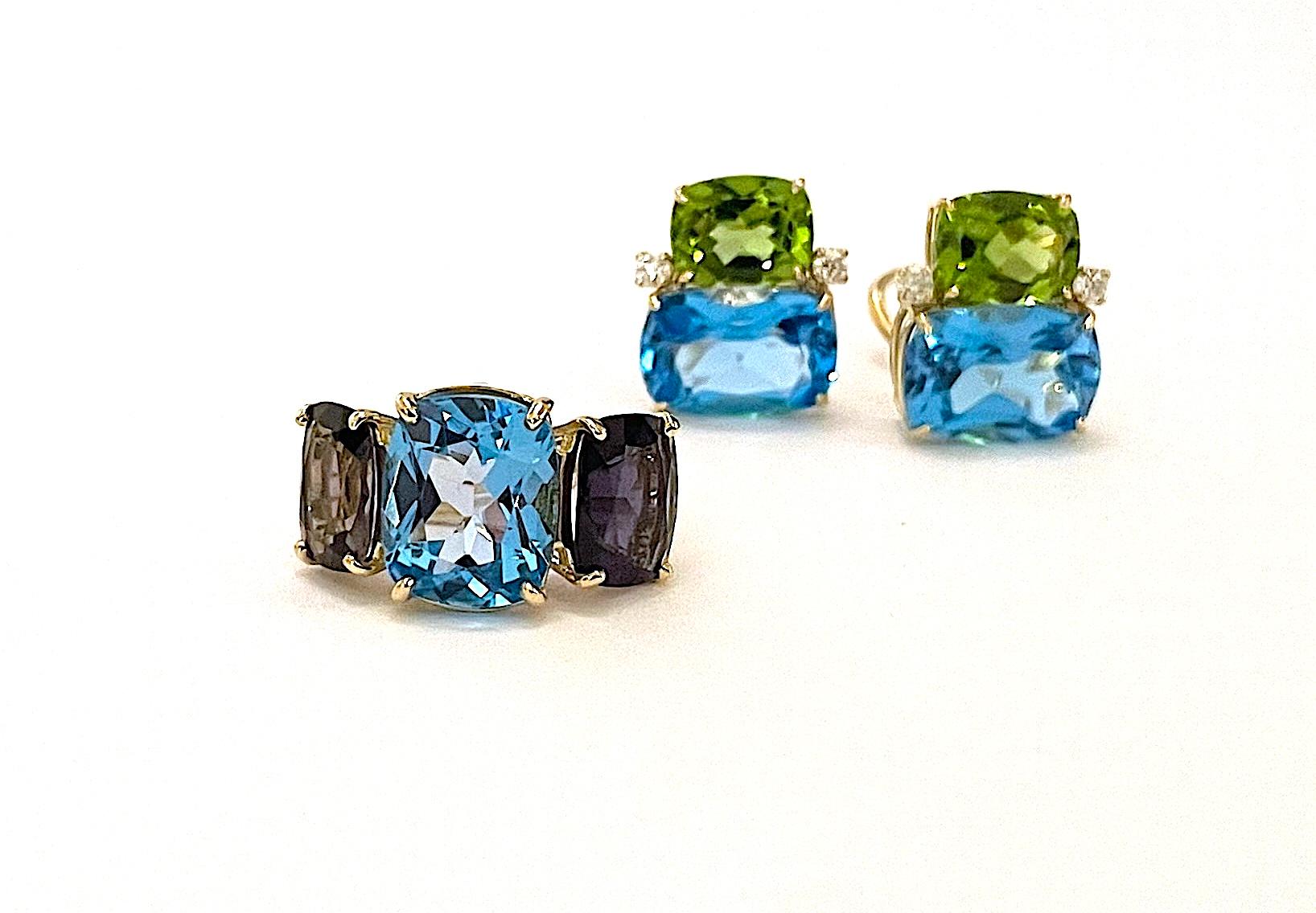 Elegante Anillo de Tres Piedras de Amatista y Peridoto en Nuevo estado para la venta en New York, NY