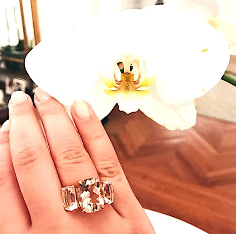 De las mujeres Elegante Anillo de Tres Piedras de Amatista y Peridoto en venta