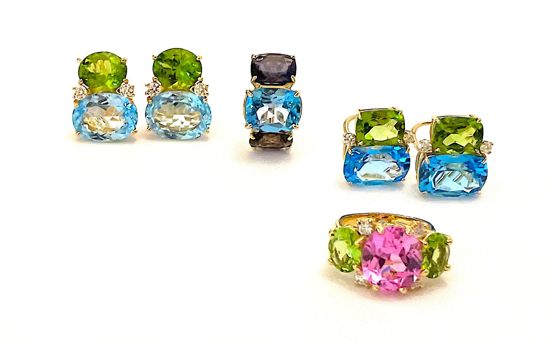Elegante Anillo de Tres Piedras de Amatista y Peridoto en venta 1