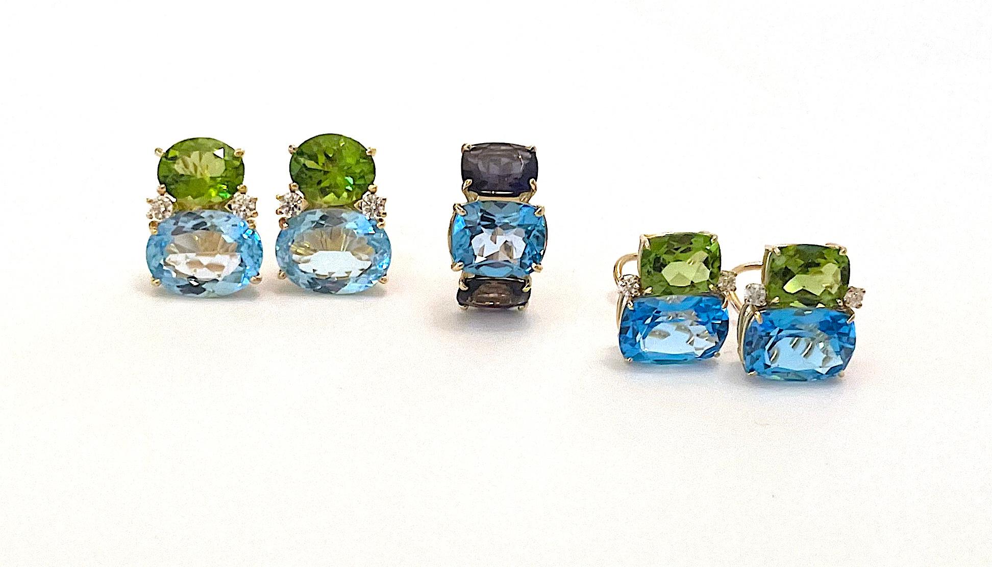 Elegante Anillo de Tres Piedras de Amatista y Peridoto en venta 3