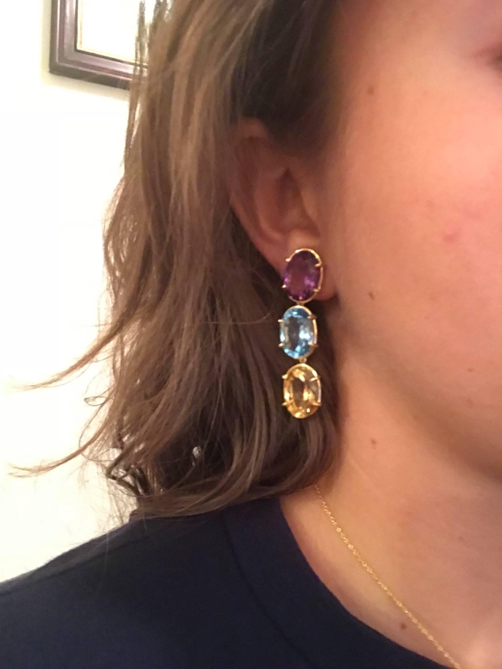 amethyst and citrine earrings