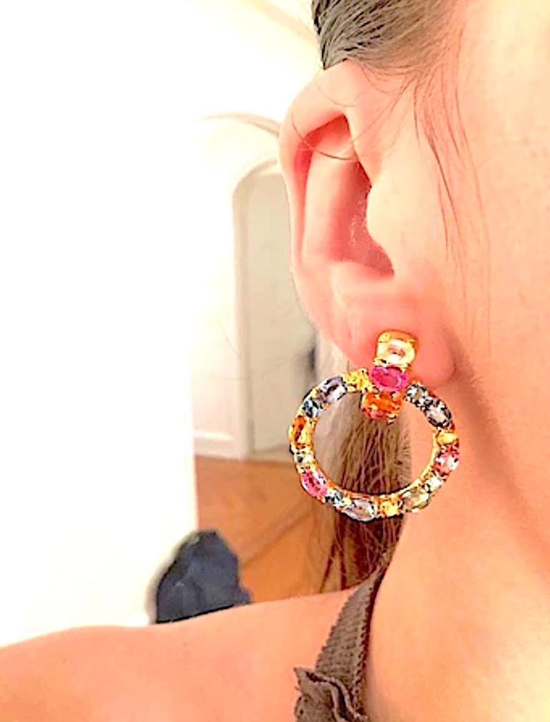 Boucles d'oreilles pendantes élégantes à trois pierres avec citrine, poire baroque et diamants en vente 10