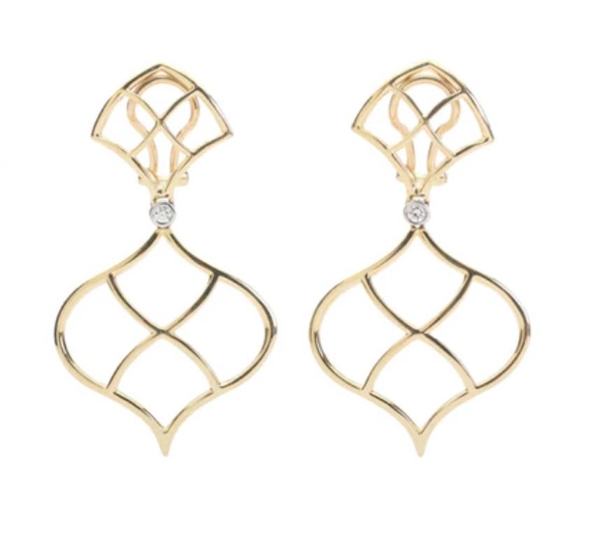 Boucles d'oreilles pendantes élégantes à trois pierres avec citrine, poire baroque et diamants en vente 12