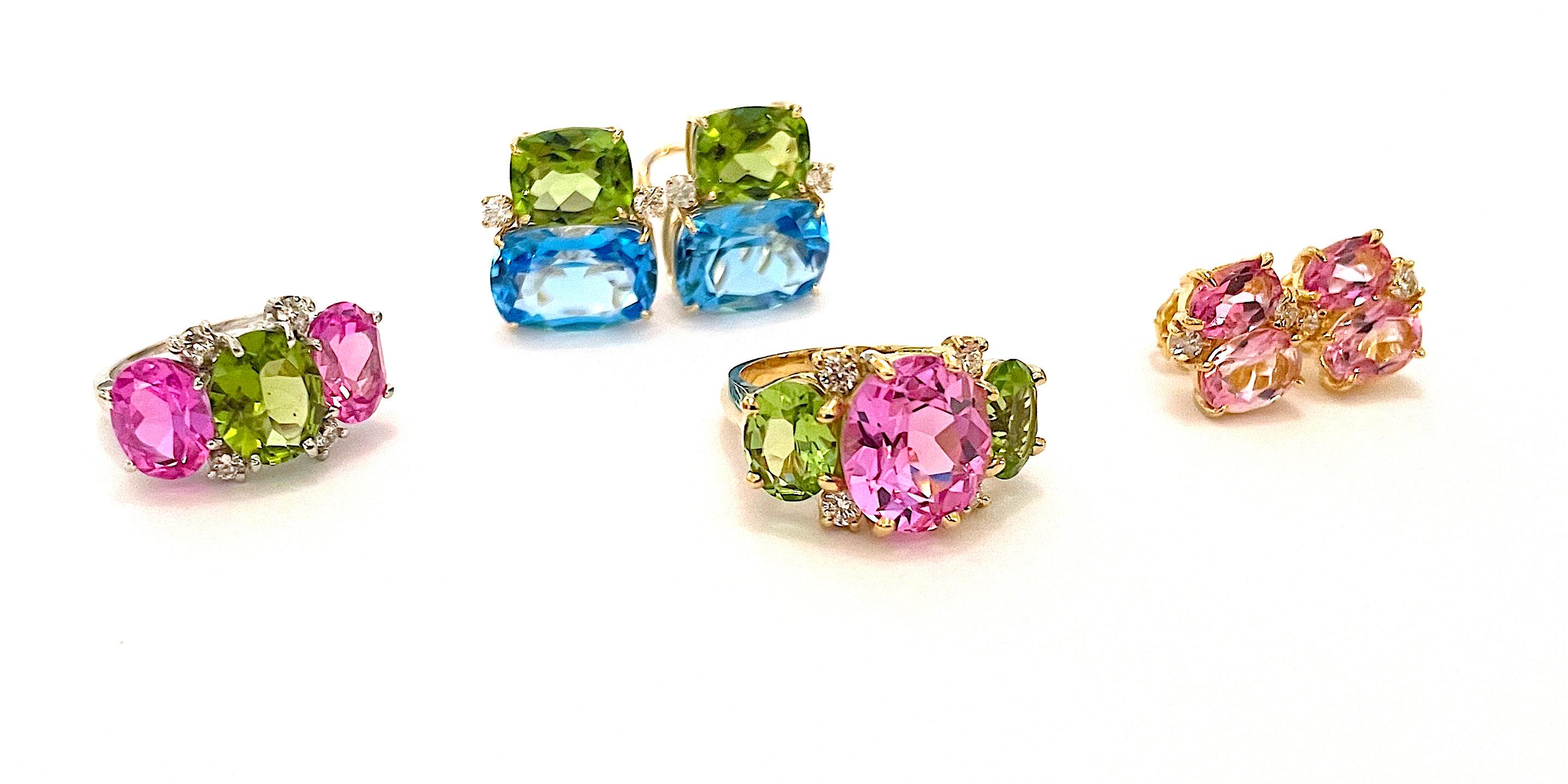 Eleganter Dreistein-Granat-Rosa-Topas-Ring mit Goldseil-Einfassung im Angebot 4
