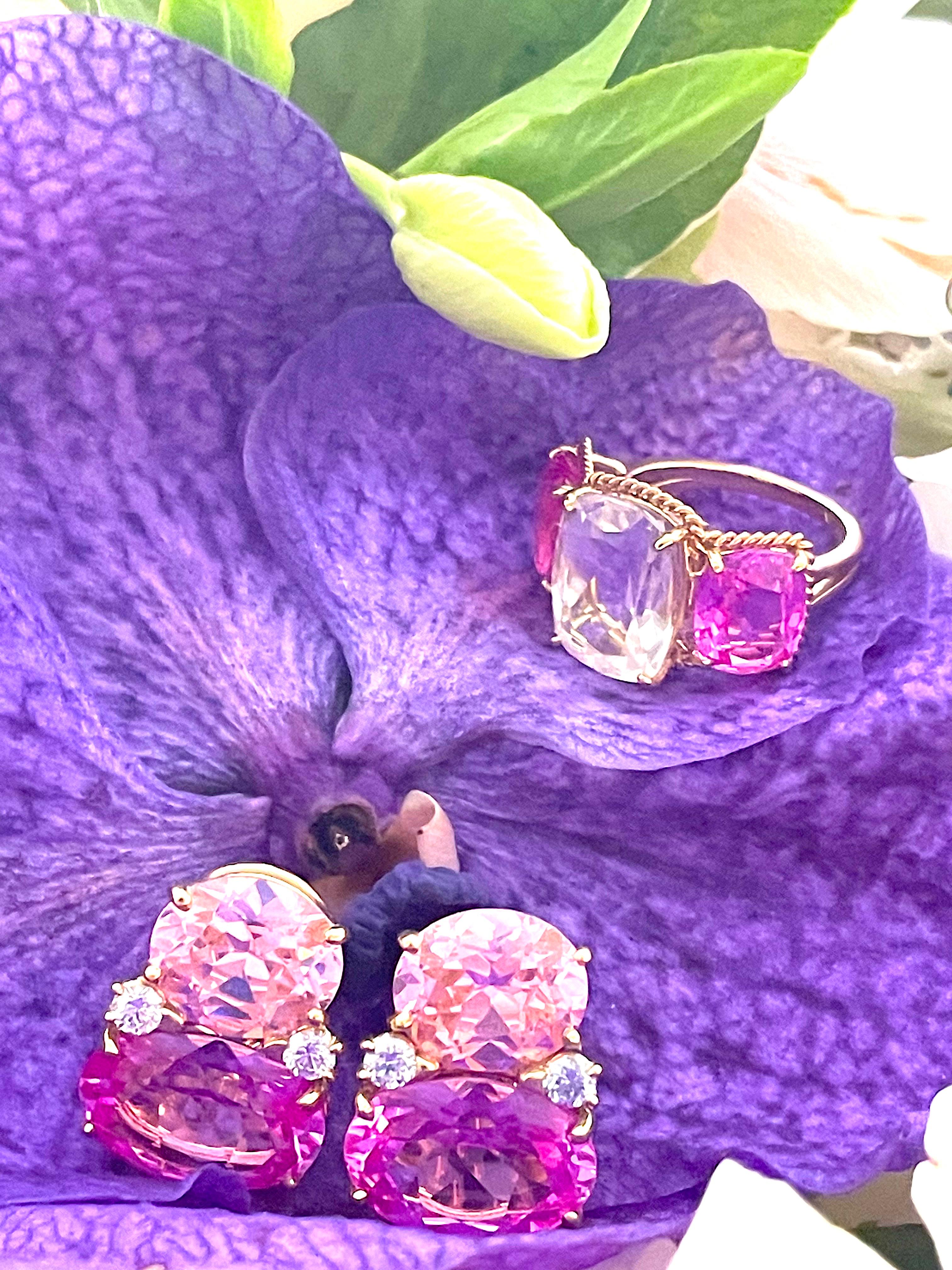Elegante anello a tre pietre con bordo a corda d'oro in vendita 13