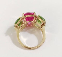 Elegant Three-Stone Ring with Gold Rope Twist Border