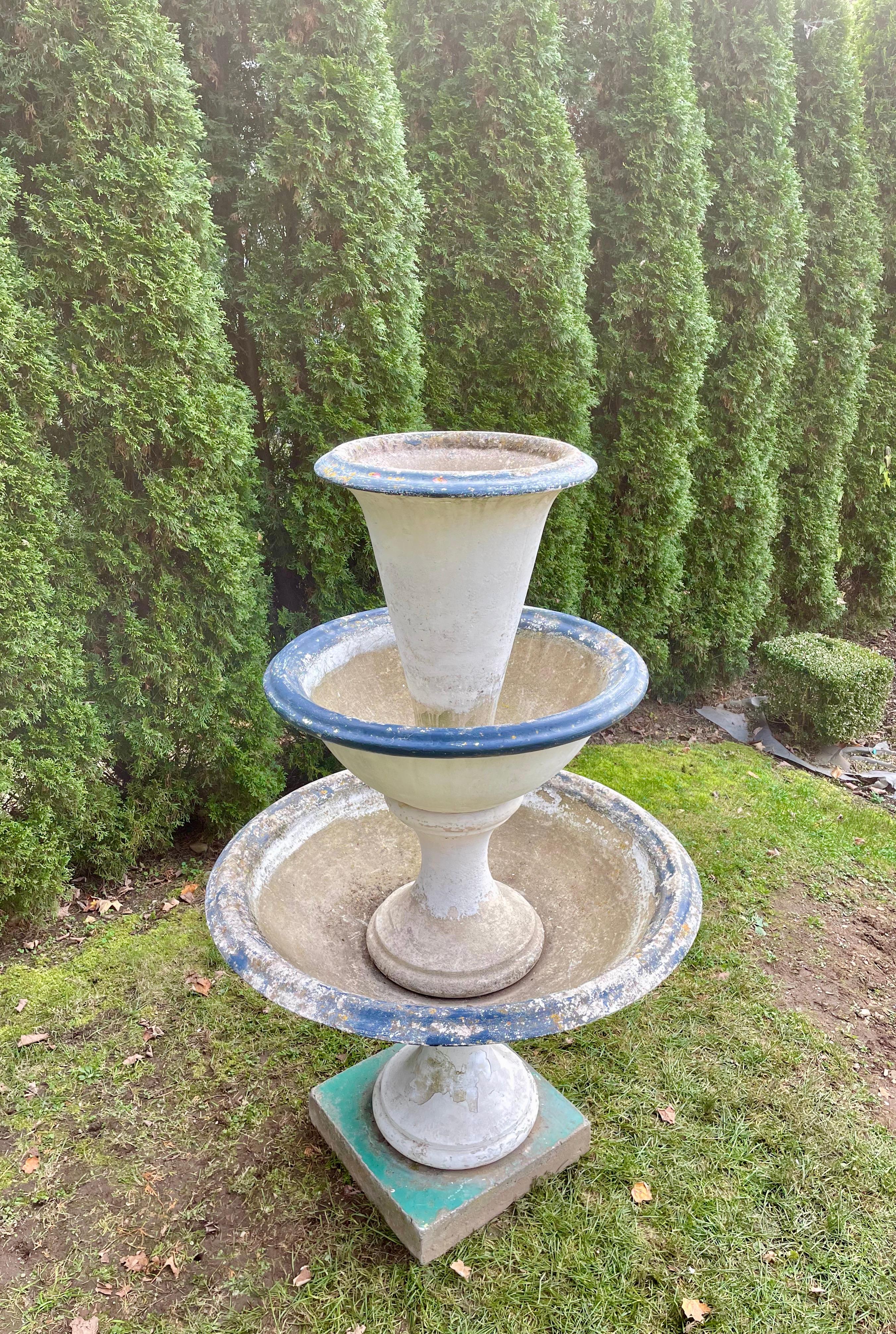 Elegant French Three-Tier French Cast Stone Fountain For Sale 6