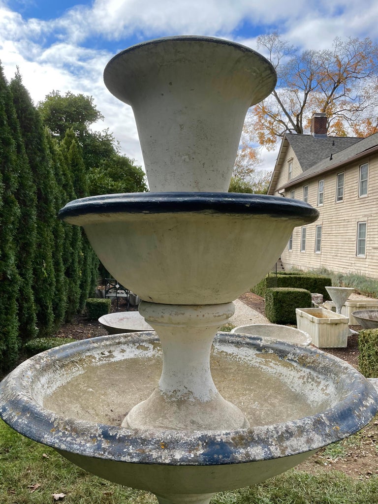 Elegant French ThreeTier French Cast Stone Fountain For Sale at