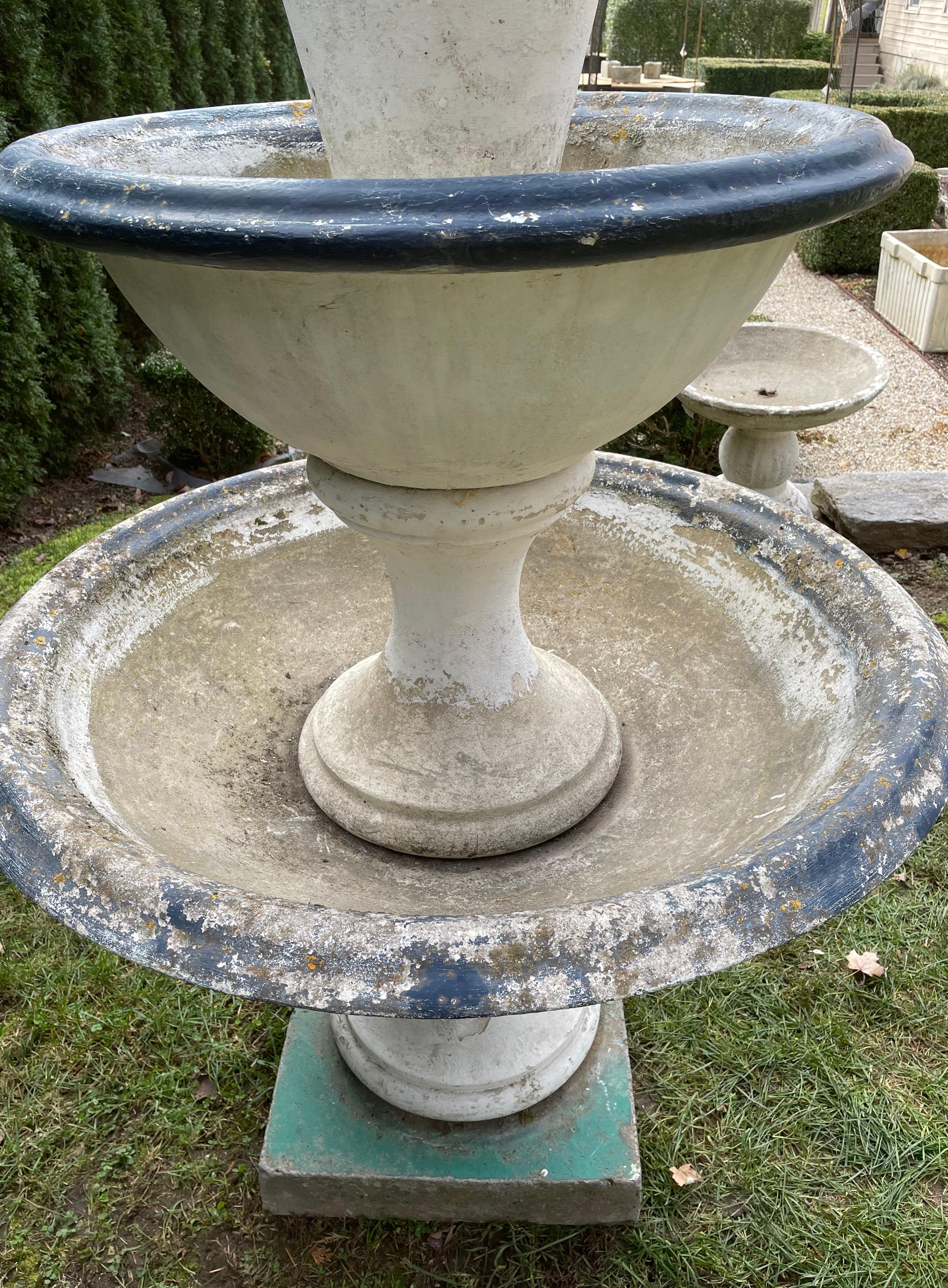 Elegant French Three-Tier French Cast Stone Fountain For Sale 9