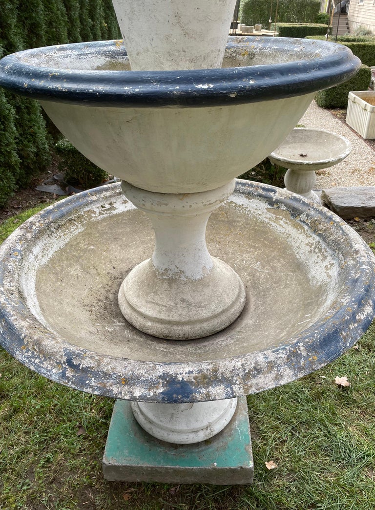 Elegant French ThreeTier French Cast Stone Fountain For Sale at