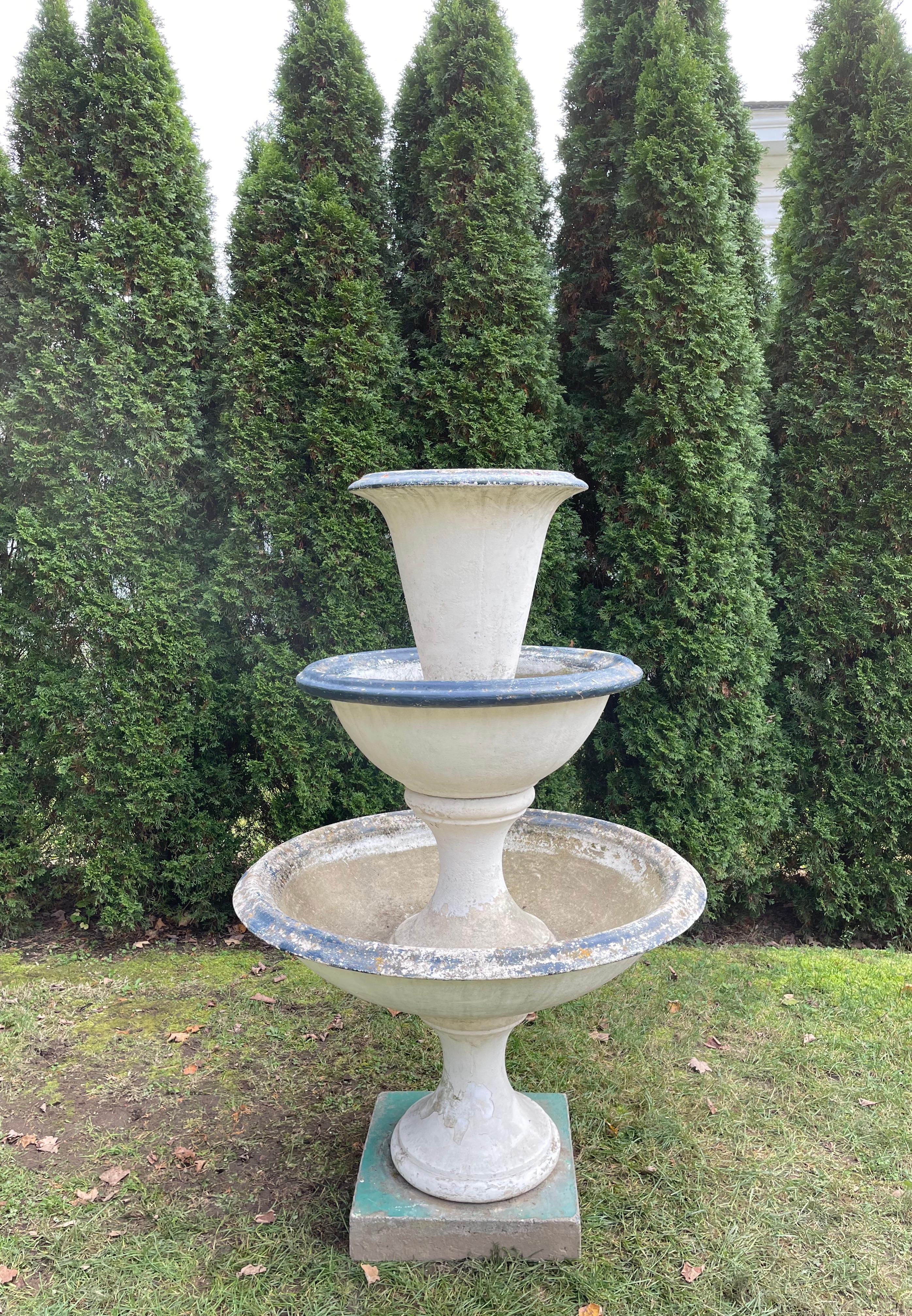 Elegant French Three-Tier French Cast Stone Fountain For Sale 1