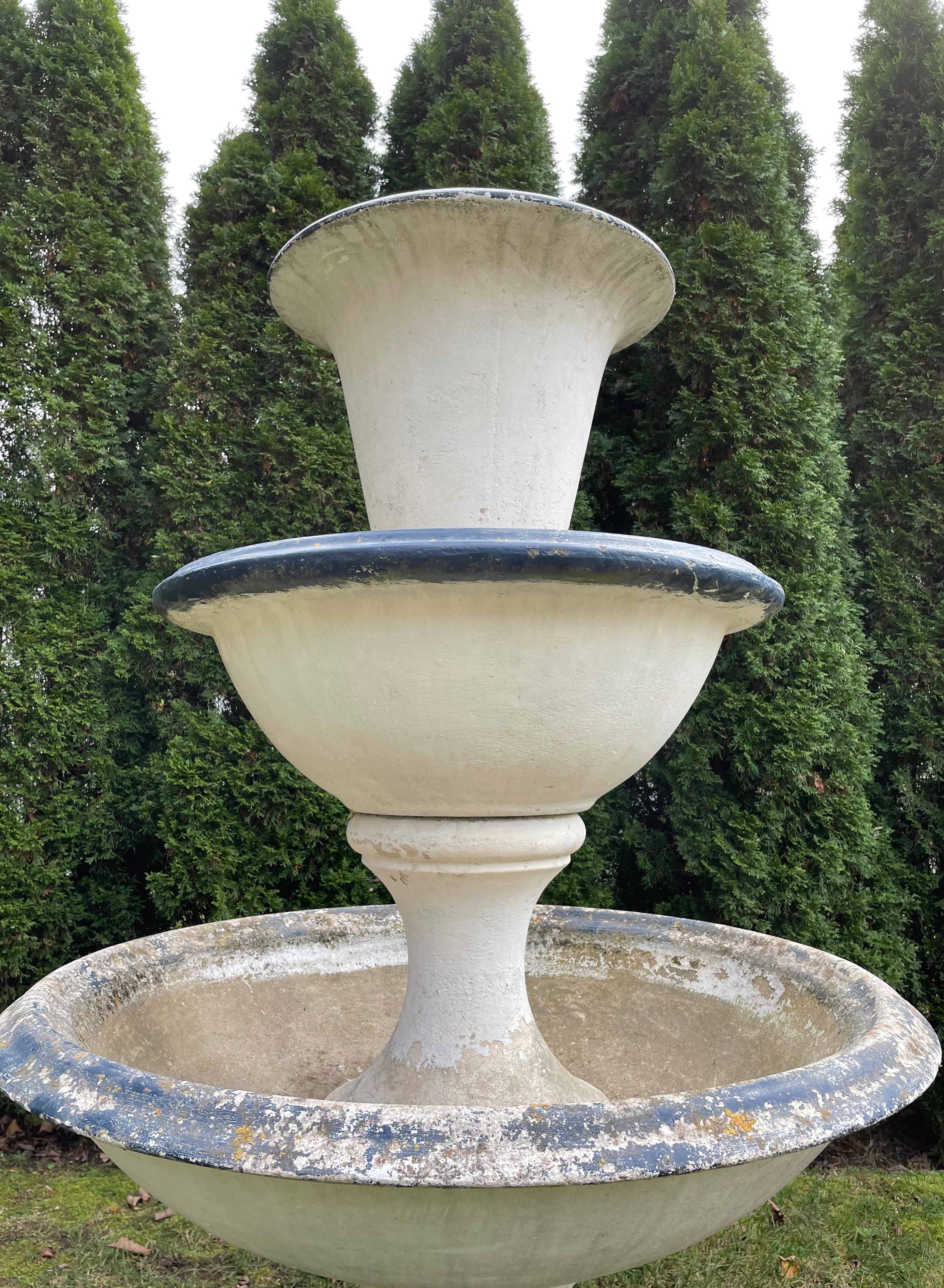 Elegant French Three-Tier French Cast Stone Fountain For Sale 3