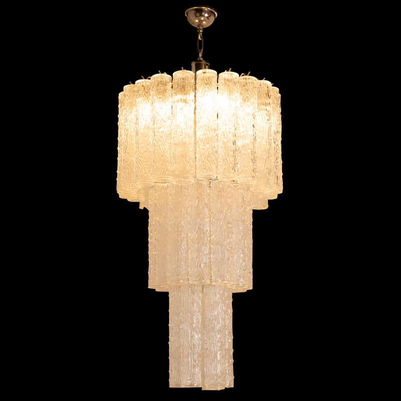 Elegante araña en cascada de tres niveles de cristal de Murano 1960 en venta 3