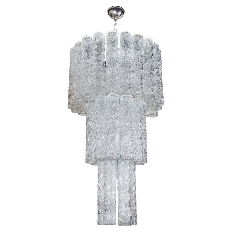 Eleganza del lampadario a cascata a tre livelli in vetro di Murano 1960