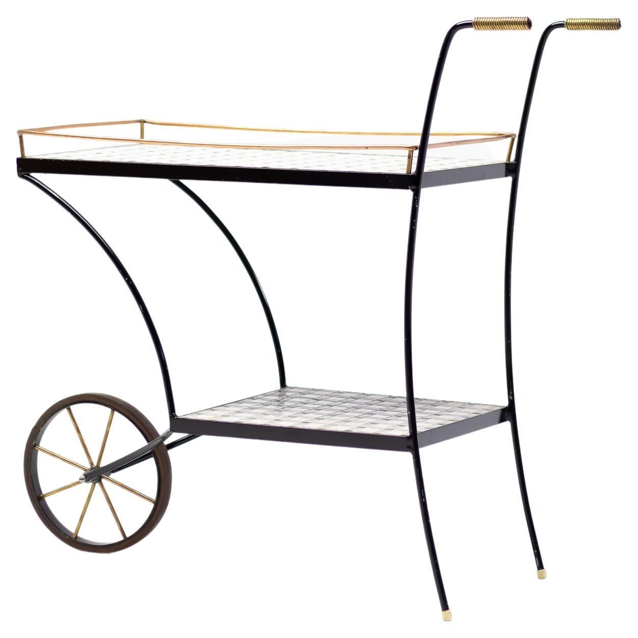 Elegant Perforated Metal Trolley/Bar Cart at 1stDibs