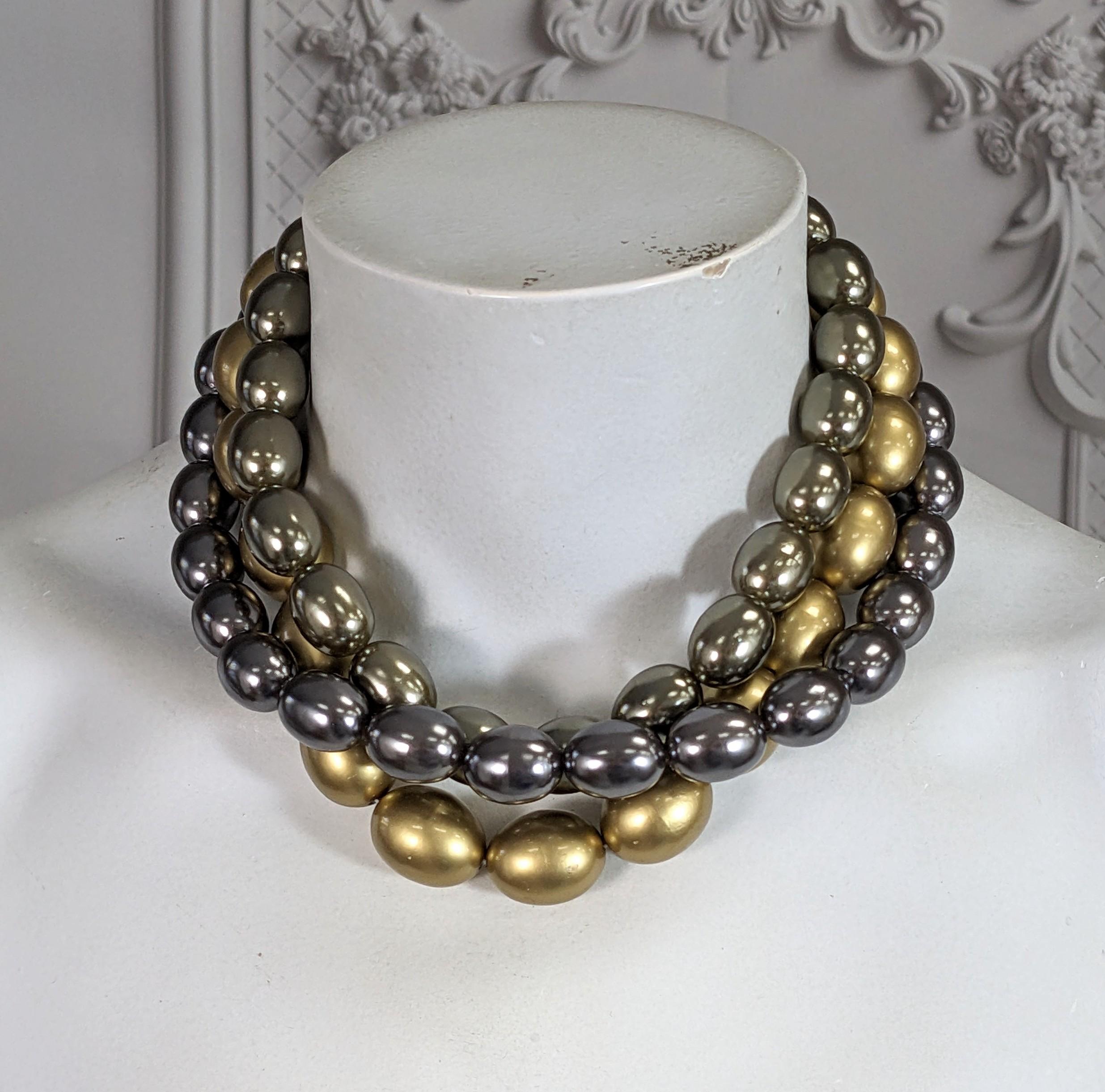 Elegant Tonal Faux Pearl Collar For Sale 1