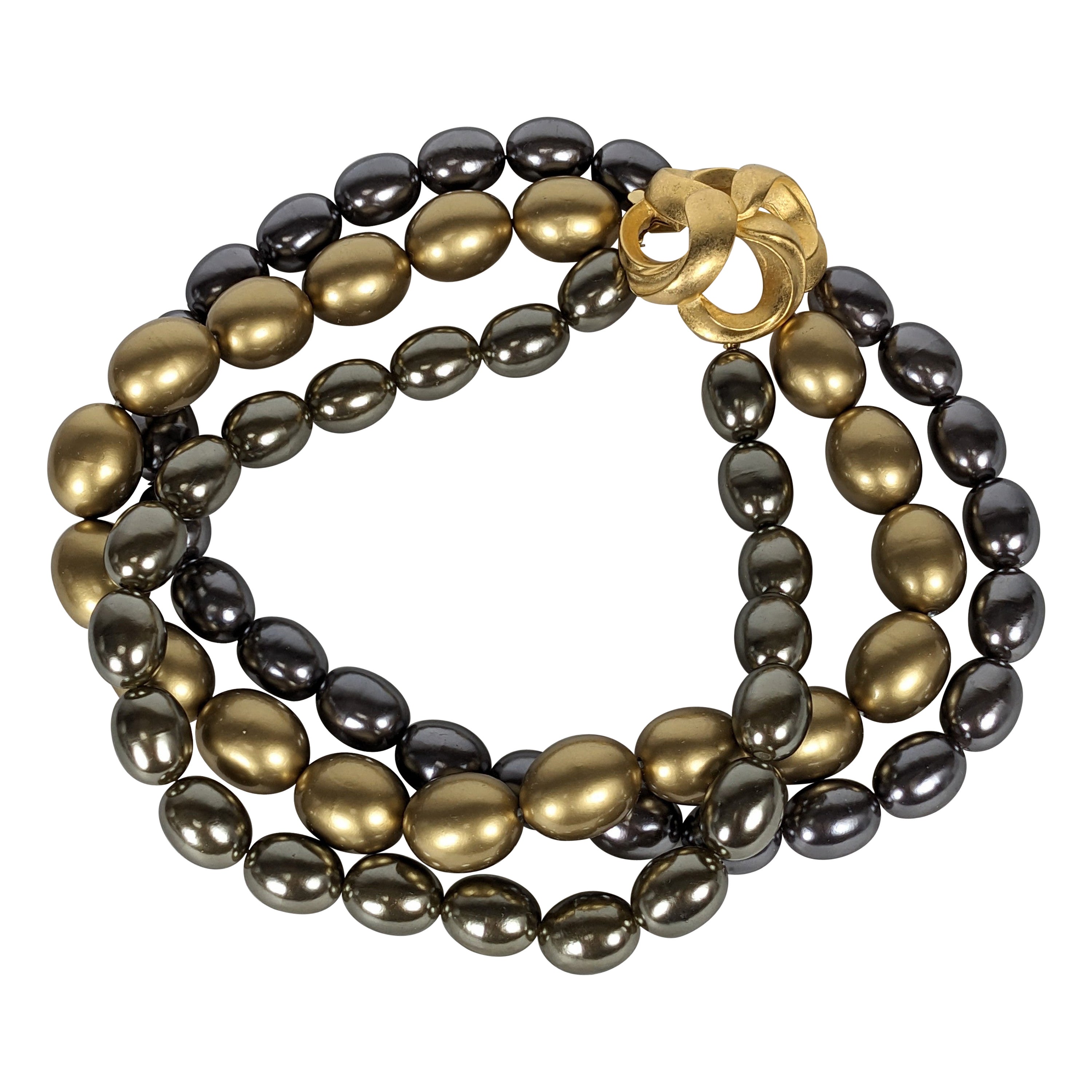 Elegantes, tonales Kunstperlenhalsband im Angebot