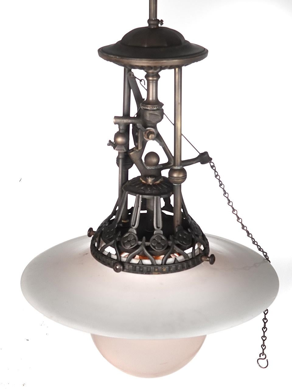 Elegant Top Valve Industrial Gas Lamp - Matching Pair In Good Condition In Peekskill, NY