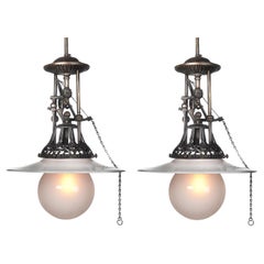 Elegant Top Valve Industrial Gas Lamp - Matching Pair