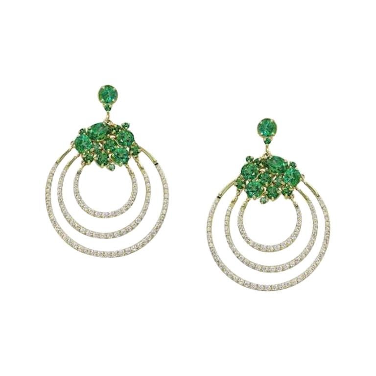 Elegant Topaz Green Zirconia Yellow Gold Designer Earrings for Her