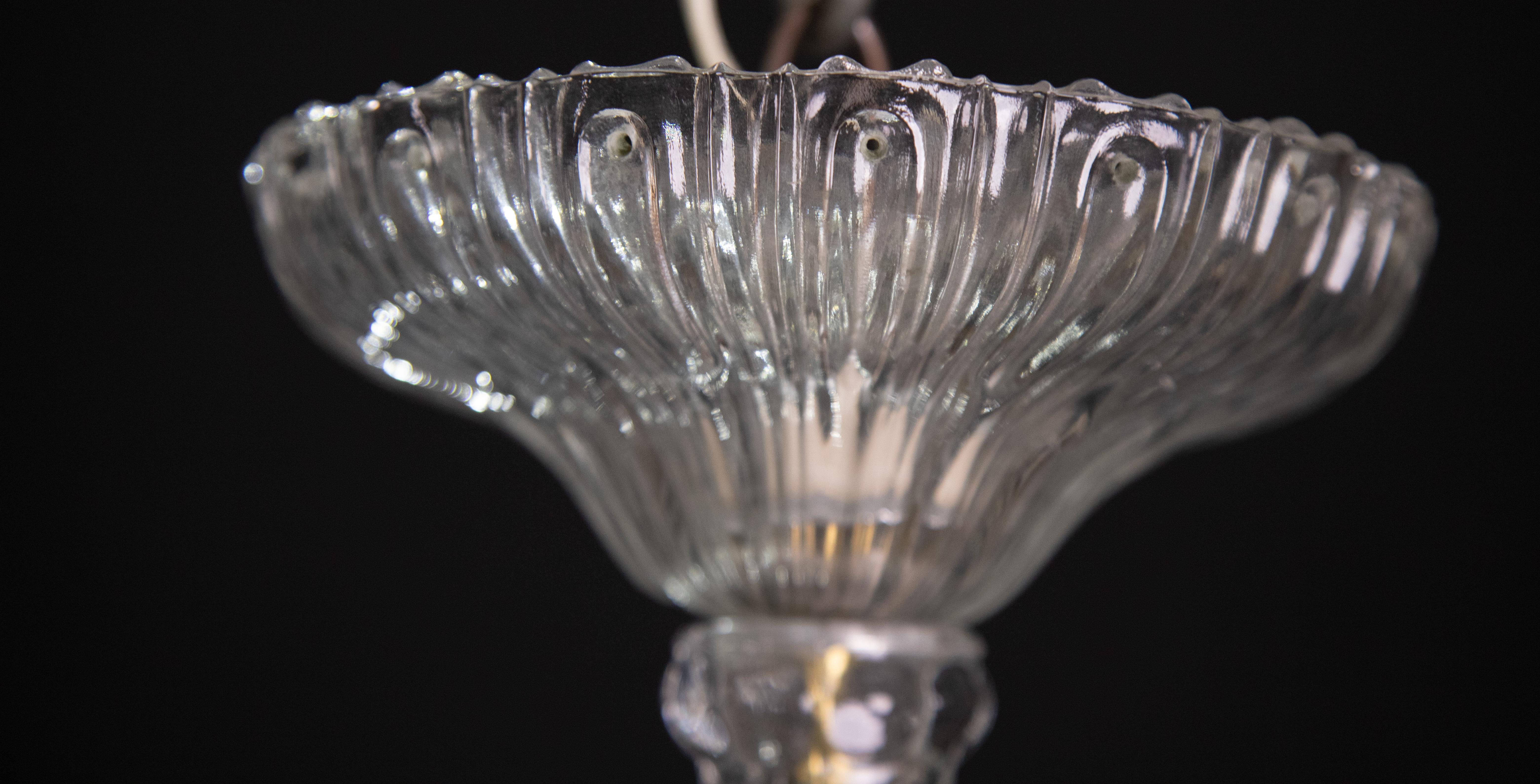 Elegant Trasparent Venetian Lantern, Murano Glass, Italy, 1960s For Sale 3