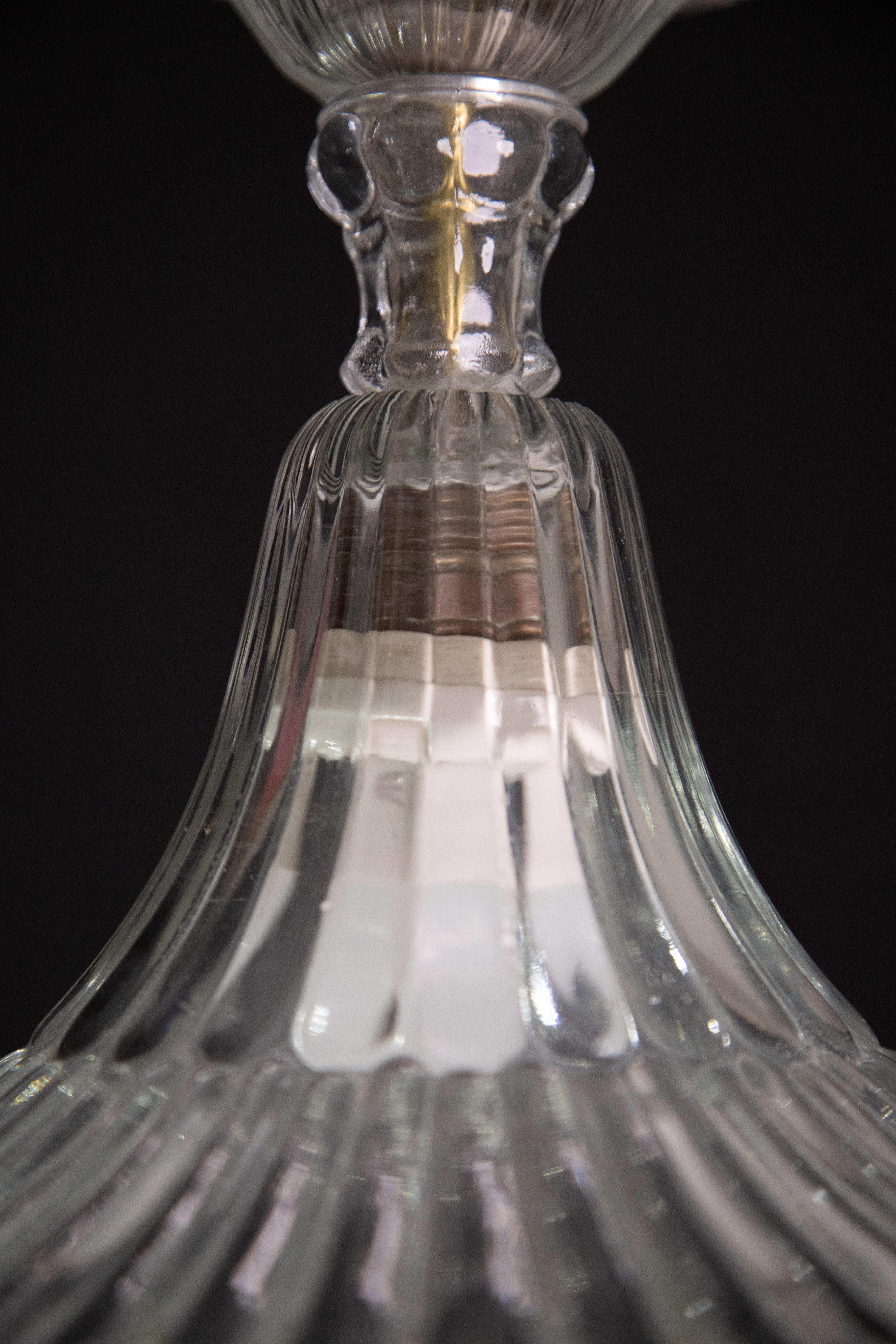 Elegant Trasparent Venetian Lantern, Murano Glass, Italy, 1960s For Sale 4