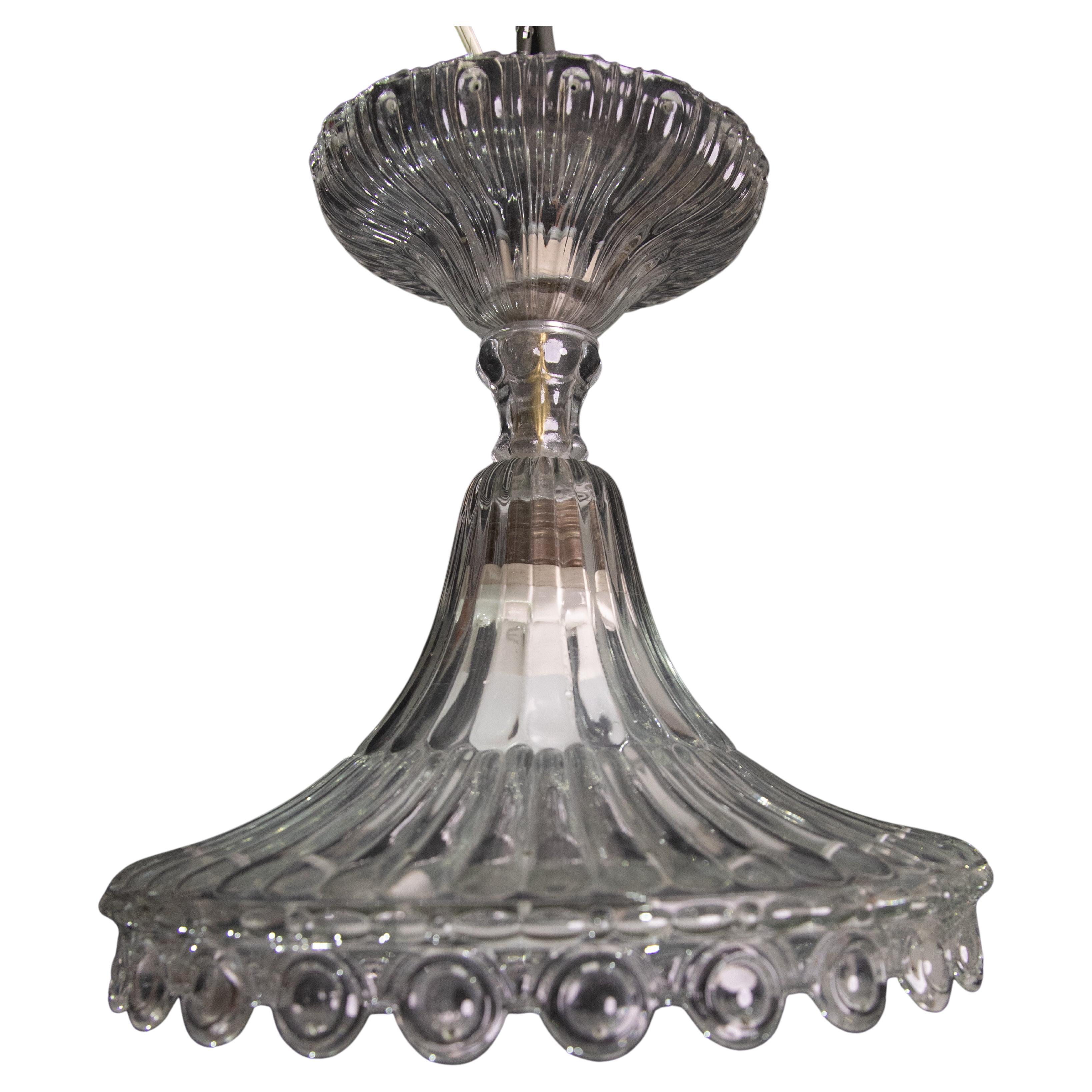 Elegant Trasparent Venetian Lantern, Murano Glass, Italy, 1960s For Sale