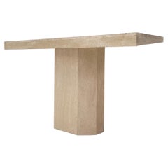 Elegant Travertin Console with thin brass lines