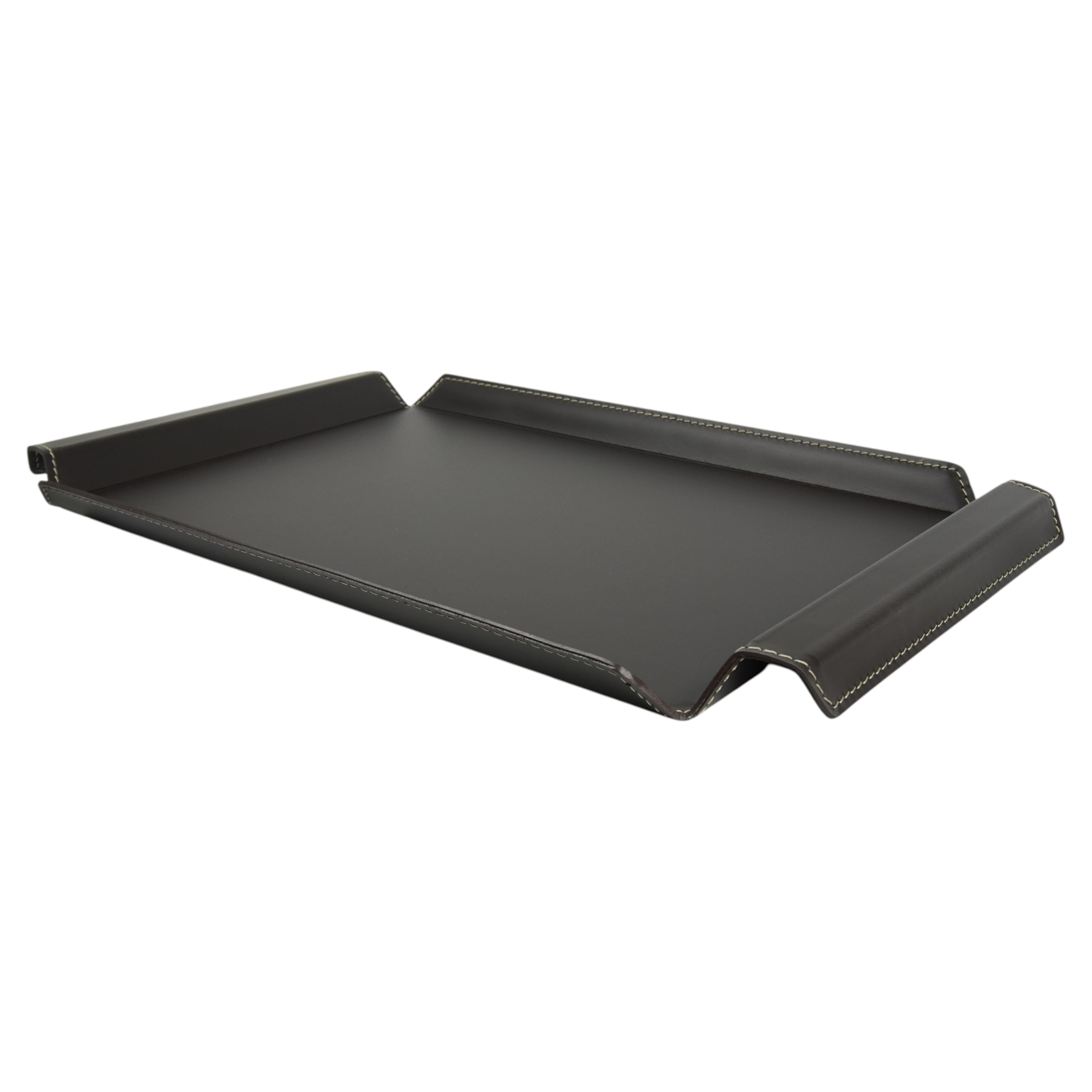 Elegant Tray in Regenerated Leather BENNY - 56 x 33 x 5 h