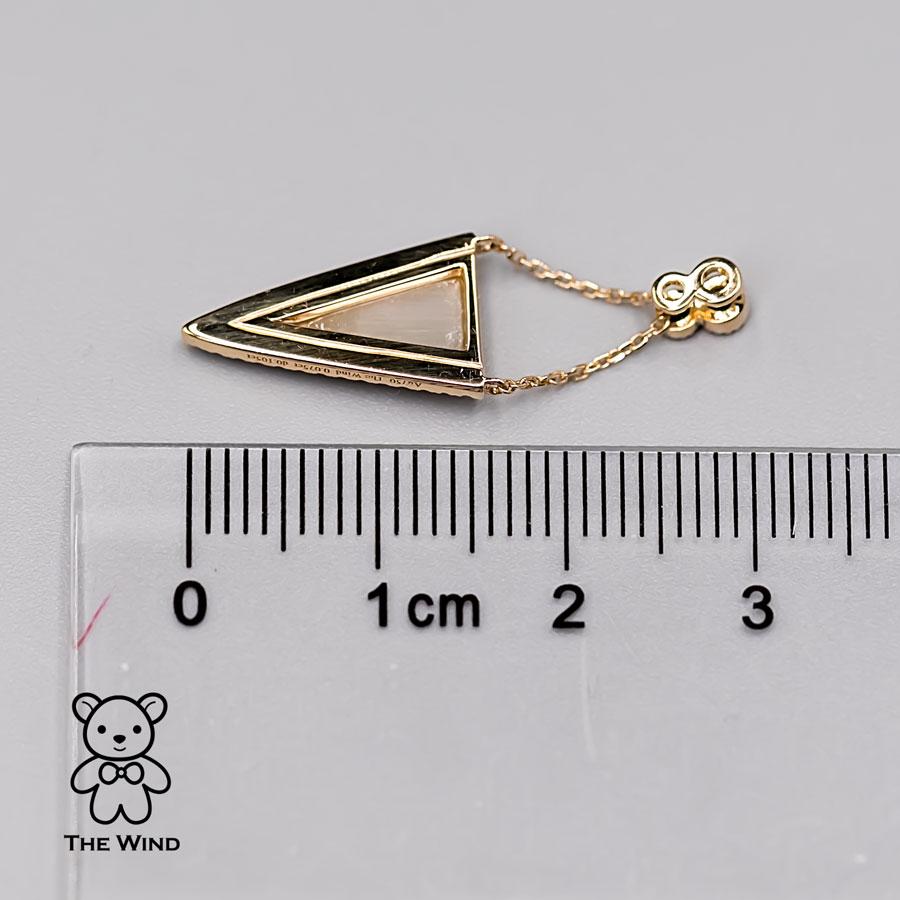 Women's or Men's Elegant Triangle Mother of Pearl Diamond Tsavorite Pendant Necklace 18k Yellow G For Sale