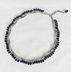 Elegant Trifari Pave and Sapphire Crystal Necklace