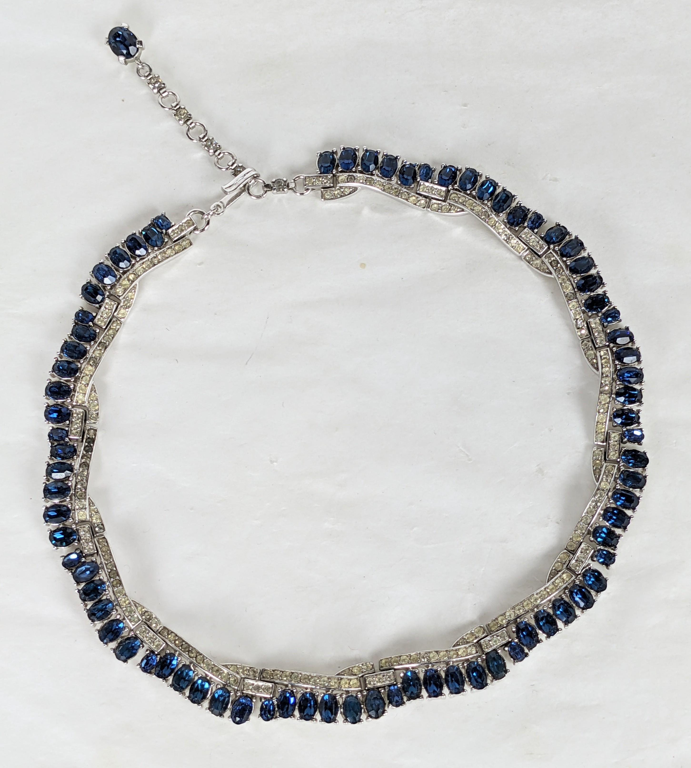 Trifari Collier élégant en cristal pavé et saphir Bon état - En vente à New York, NY