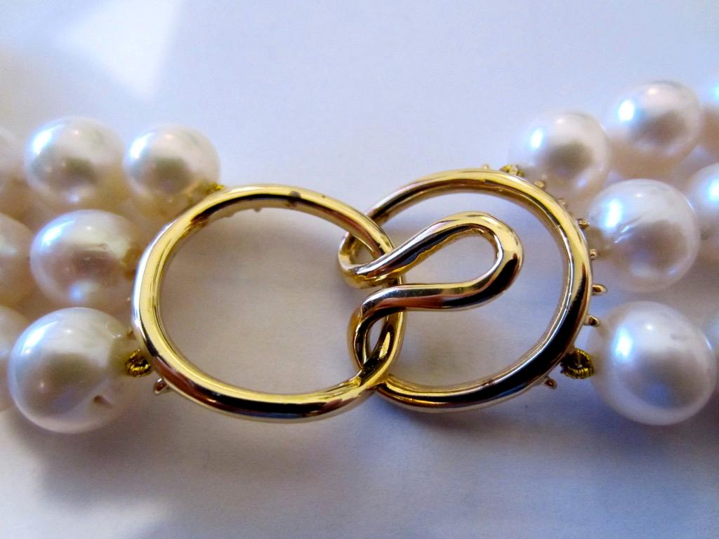 Contemporary Elegant Triple Strand Pearl, Citrine and Diamond Flower Necklace