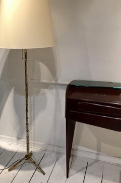 Elegant Tripod Brass Faux Bamboo Floorlamp by Jacques Adnet, France, 1965