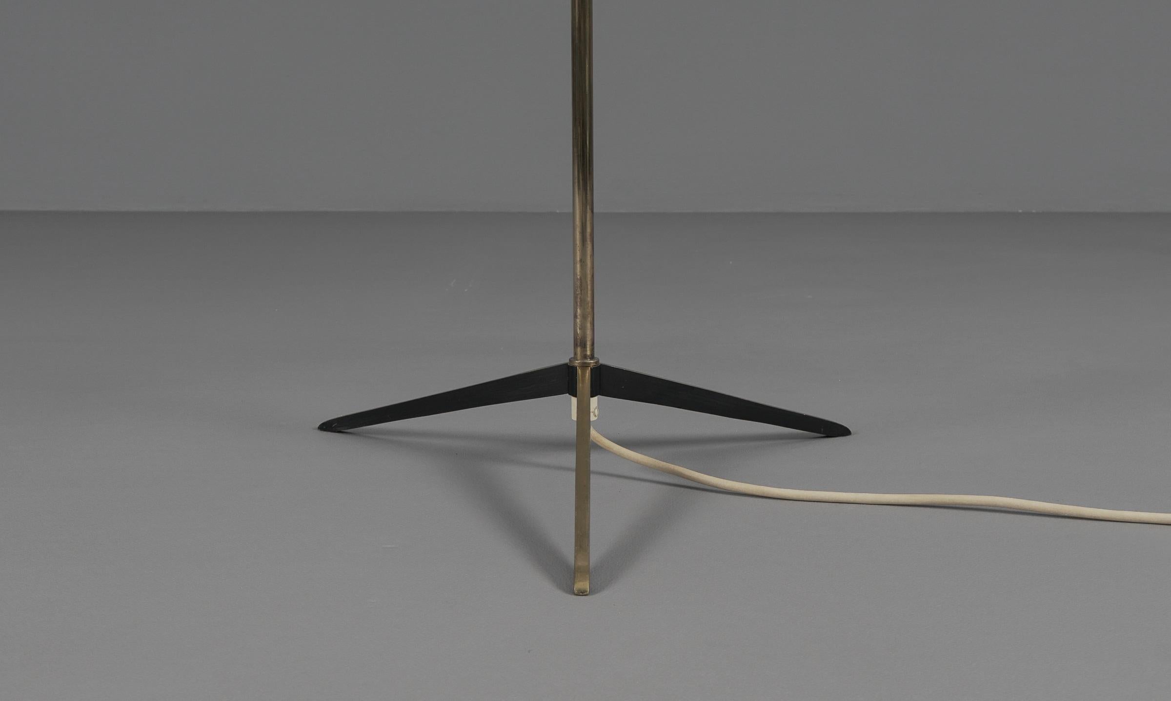 Mid-20th Century Elegant Tripod Floor Lamp with Two Glass Shades, 1950s For Sale