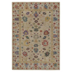 Elegant Hand Tufted Border 5'x7' Rug in Beige/Multi Palette