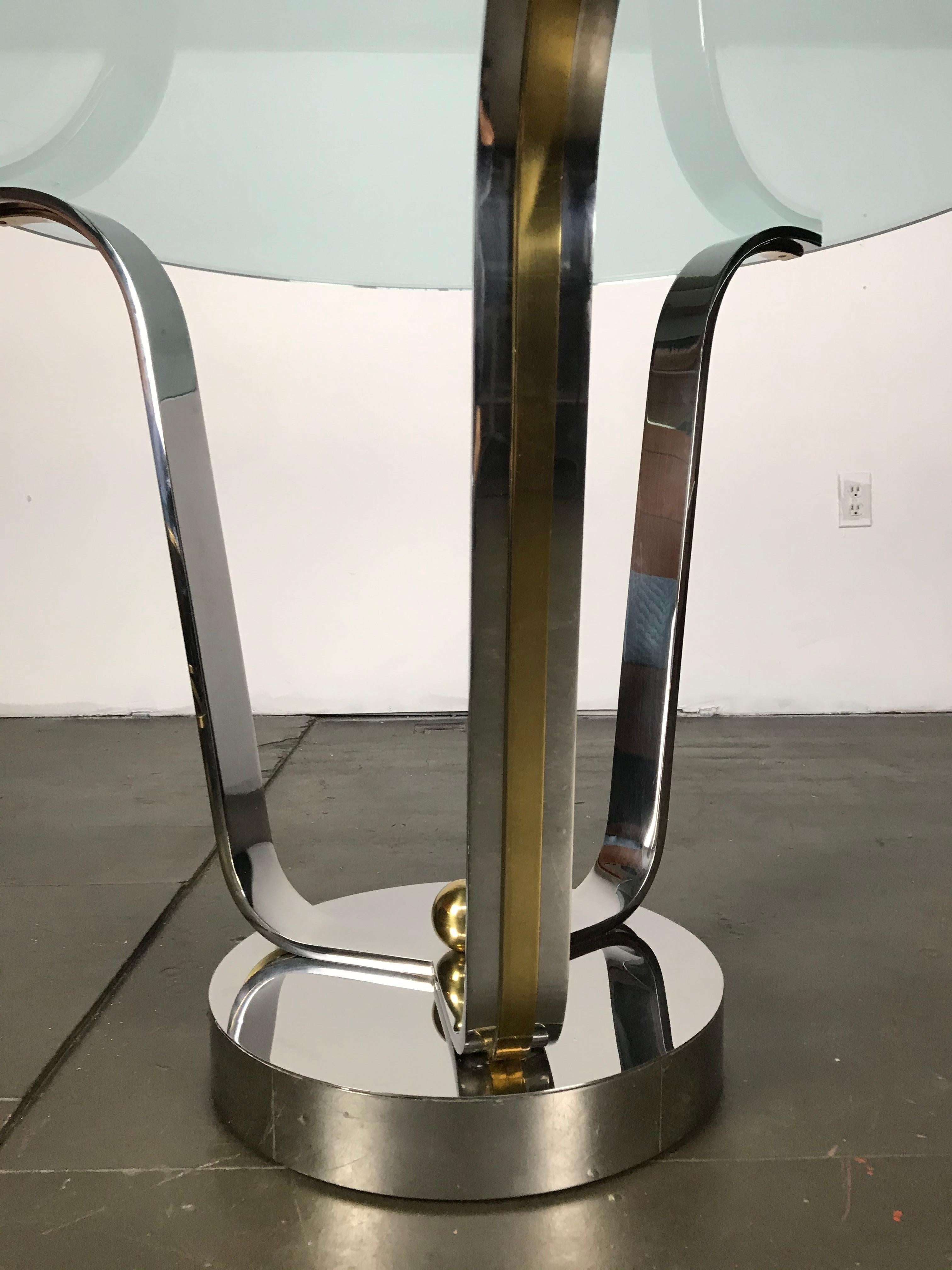 Mid Century Modern Center Table in Chrome Glass and Brass by Karl Springer  4