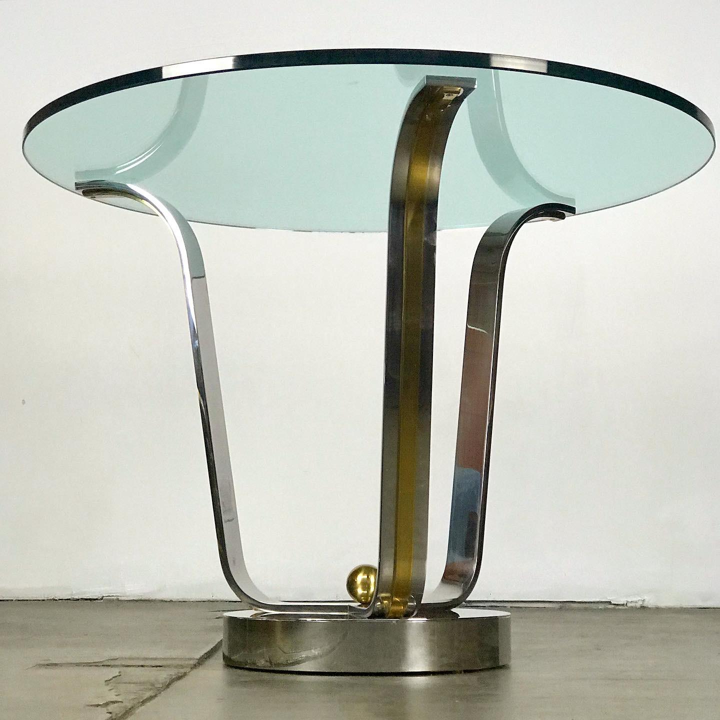Mid-Century Modern Mid Century Modern Center Table in Chrome Glass and Brass by Karl Springer 