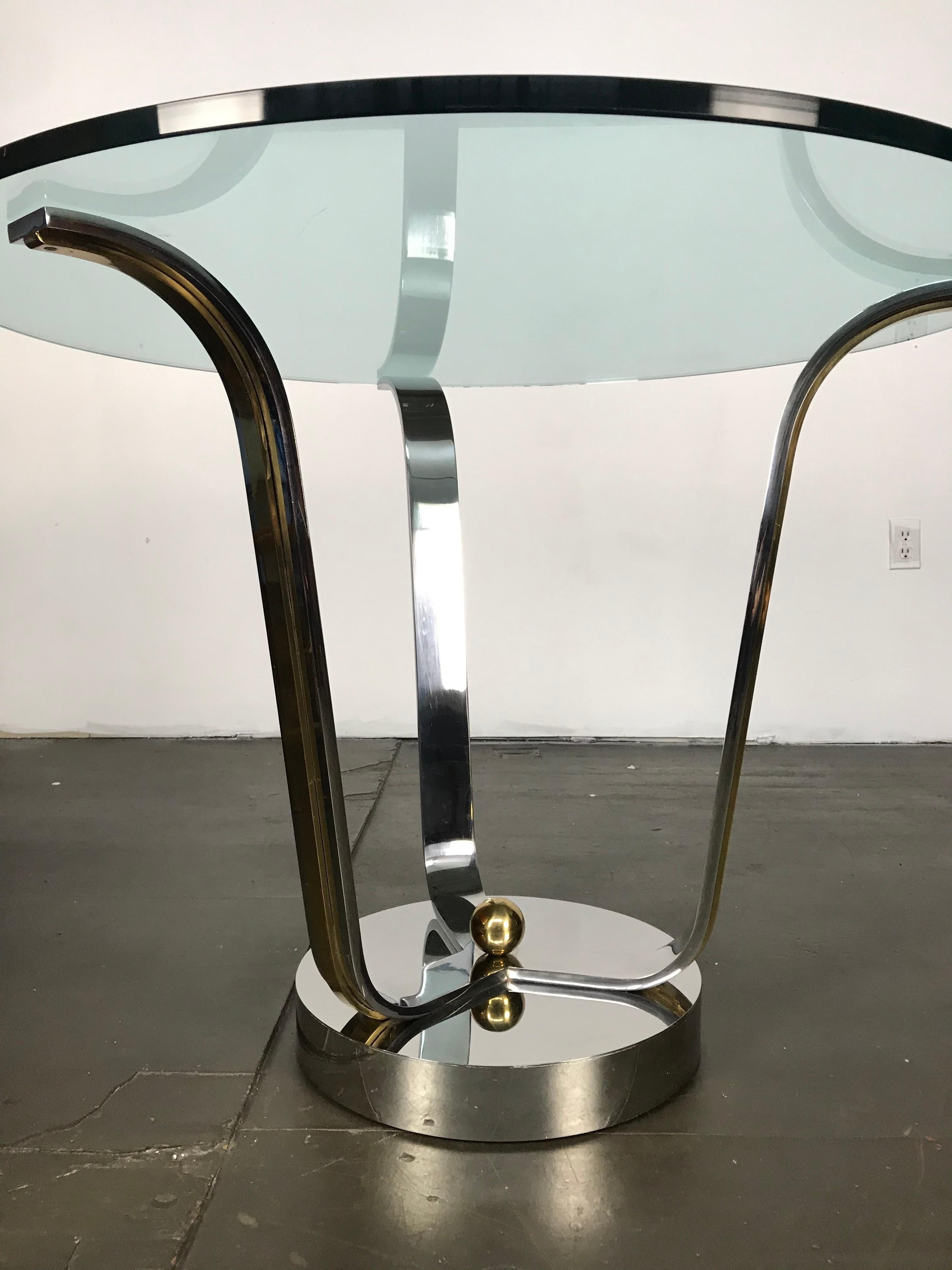 Late 20th Century Mid Century Modern Center Table in Chrome Glass and Brass by Karl Springer 