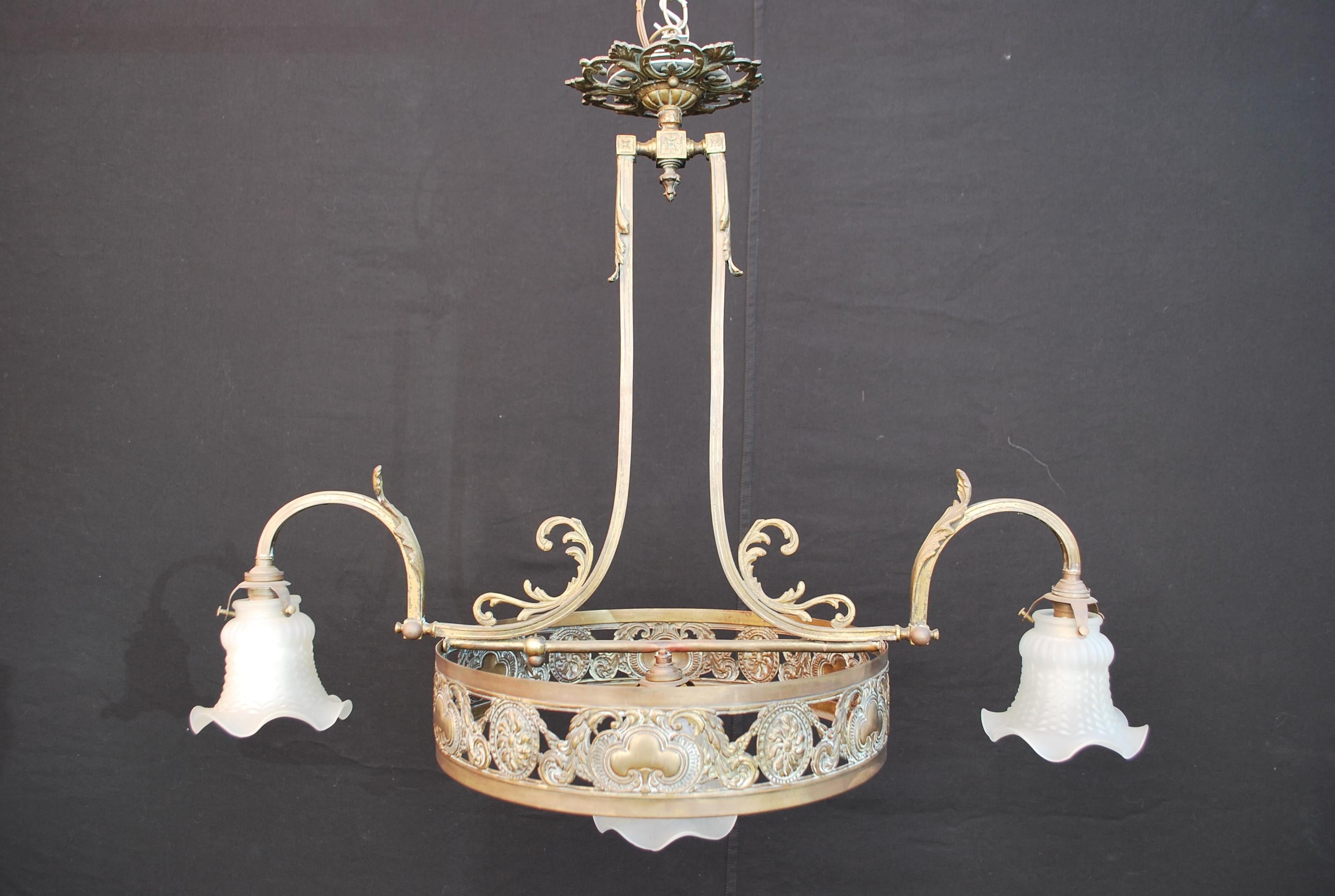 Elegant Turn of the Century French POOL Table Light For Sale 5