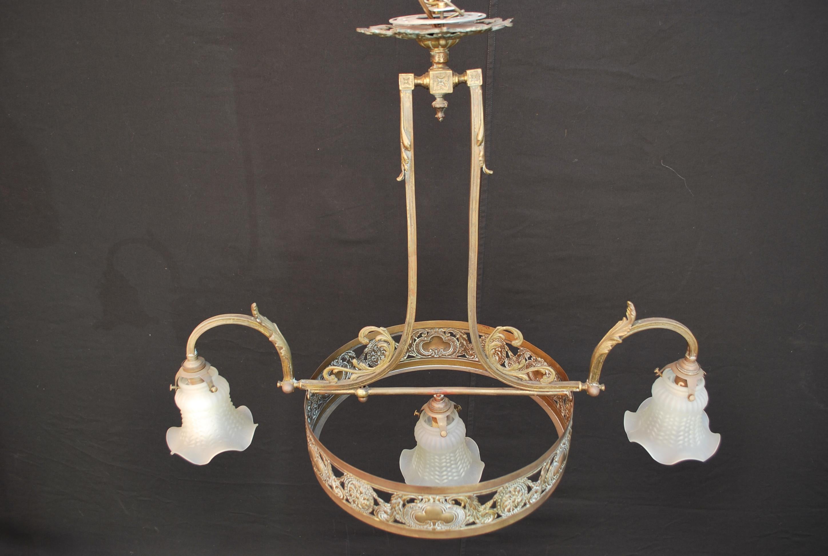 Elegant Turn of the Century French POOL Table Light For Sale 3