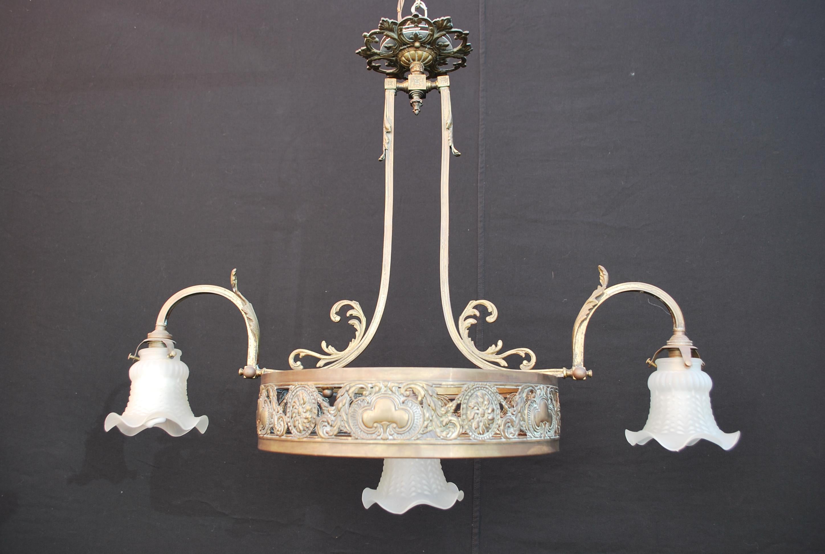 Elegant Turn of the Century French POOL Table Light For Sale 4