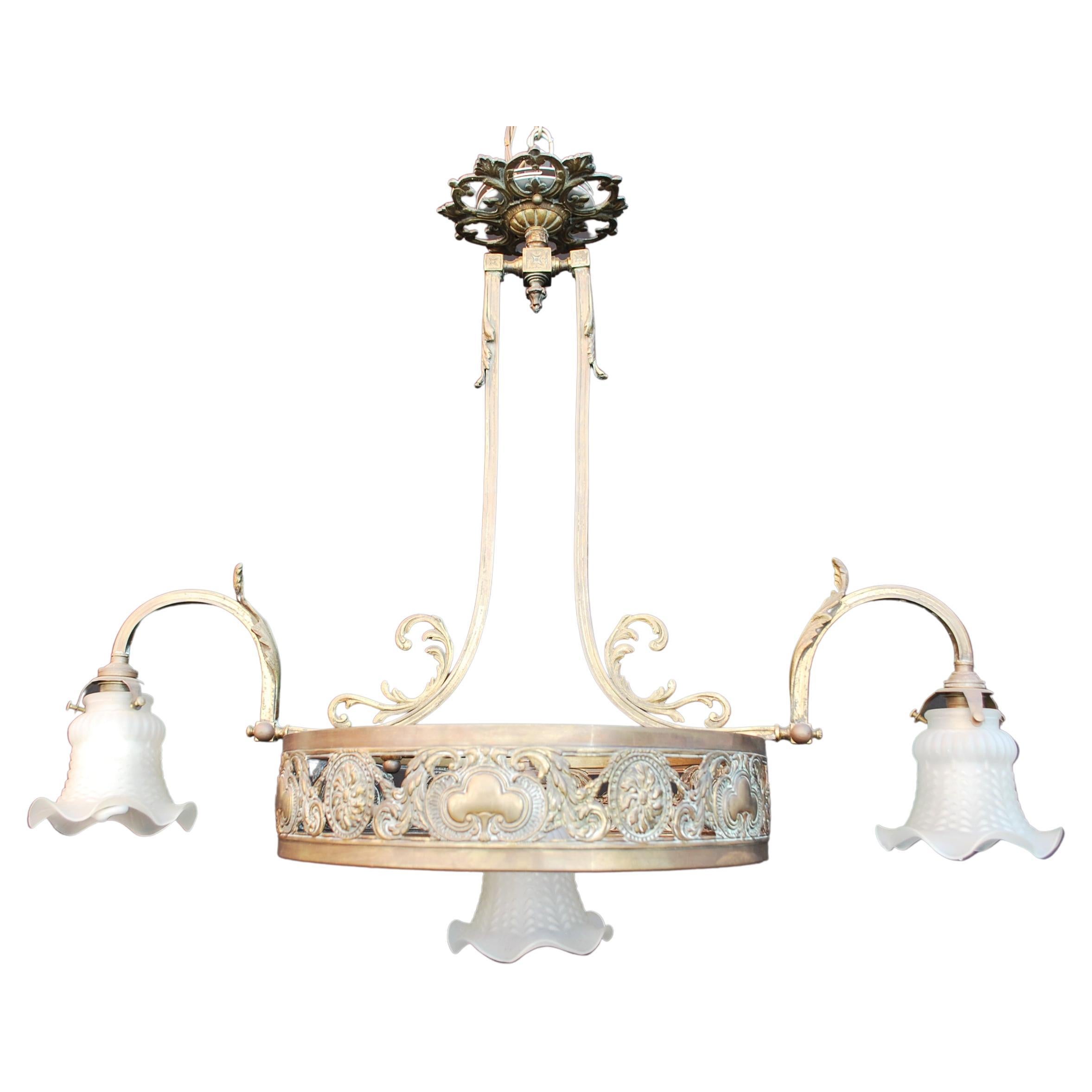 Elegant Turn of the Century French POOL Table Light For Sale