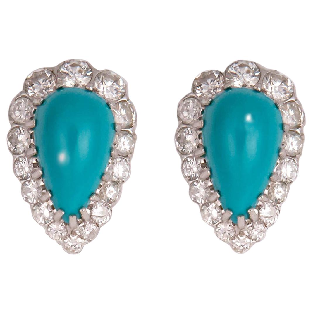 Elegant Turquoise and Diamond Earrings