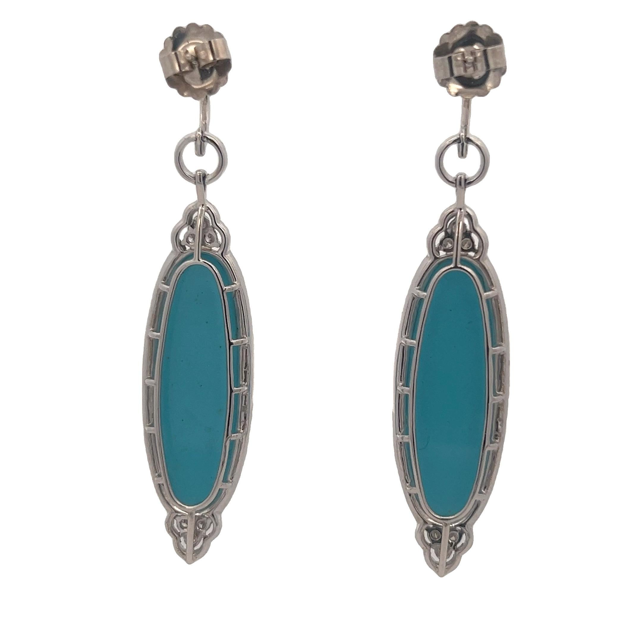 Boucles d'oreilles élégantes en turquoise Excellent état - En vente à Cedar Grove, NJ