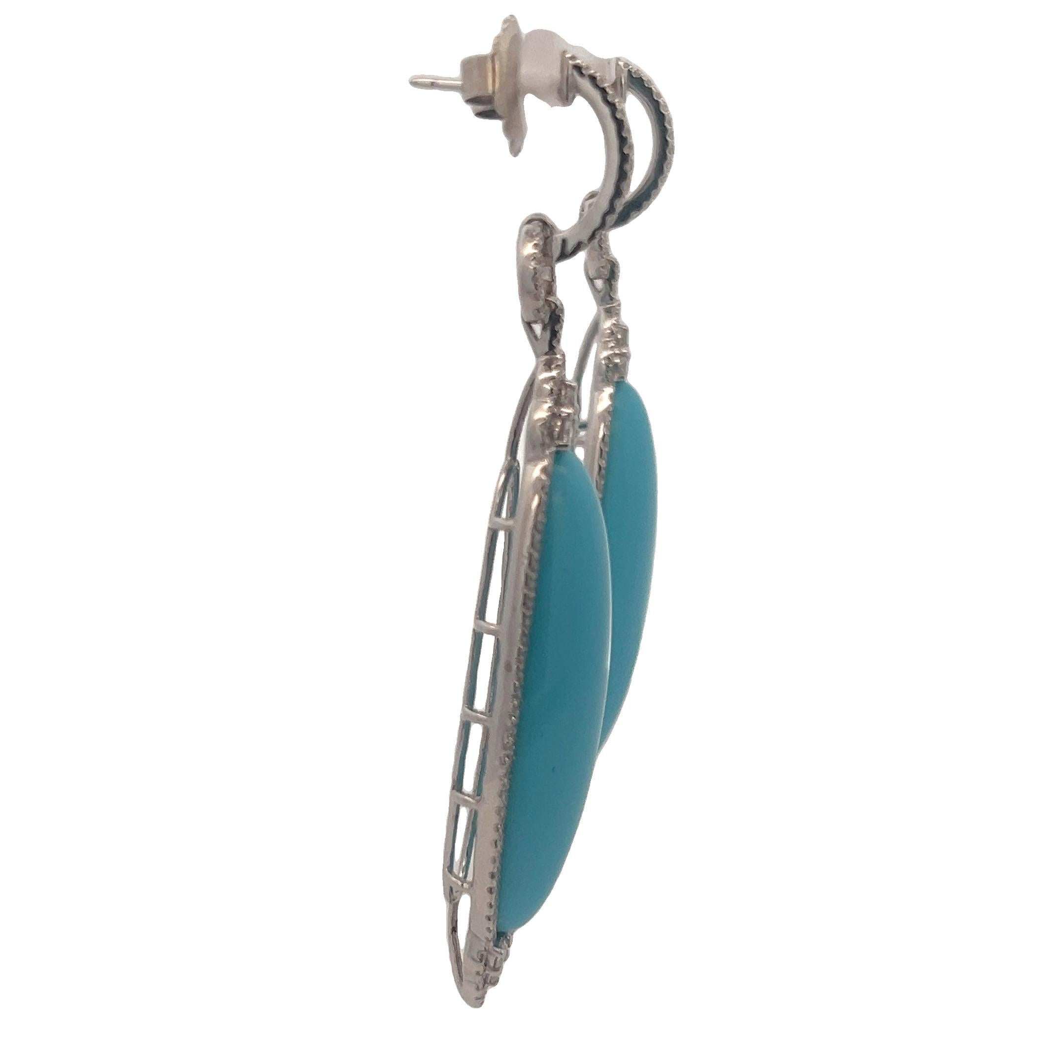 Boucles d'oreilles élégantes en turquoise Pour femmes en vente